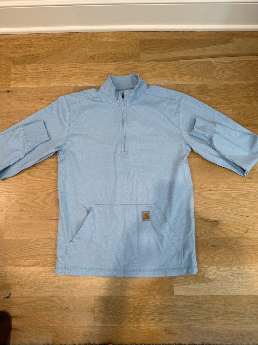 Carhartt Pale Blue Half-Zip Pullover with Kangaroo Pocket